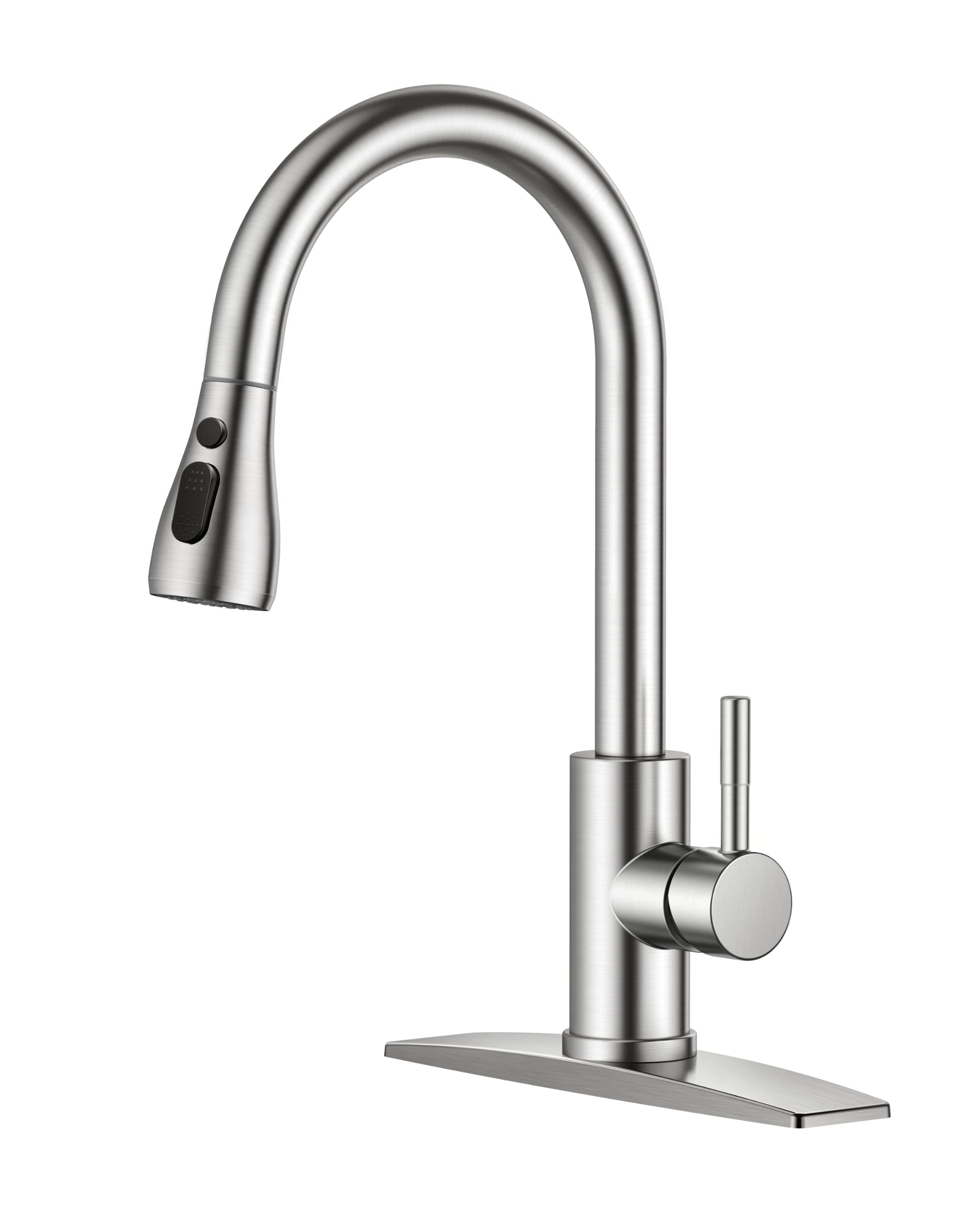 FORIOUS Kitchen Faucets with Pull Down Sprayer, Brushed Nickel, High Arc Single Handle Classic Stainless Steel Sink Faucet 1 or 3 Hole, Suitable for Farmhouse Camper Laundry Rv Bar 🍁 All In One Marketplace Canada