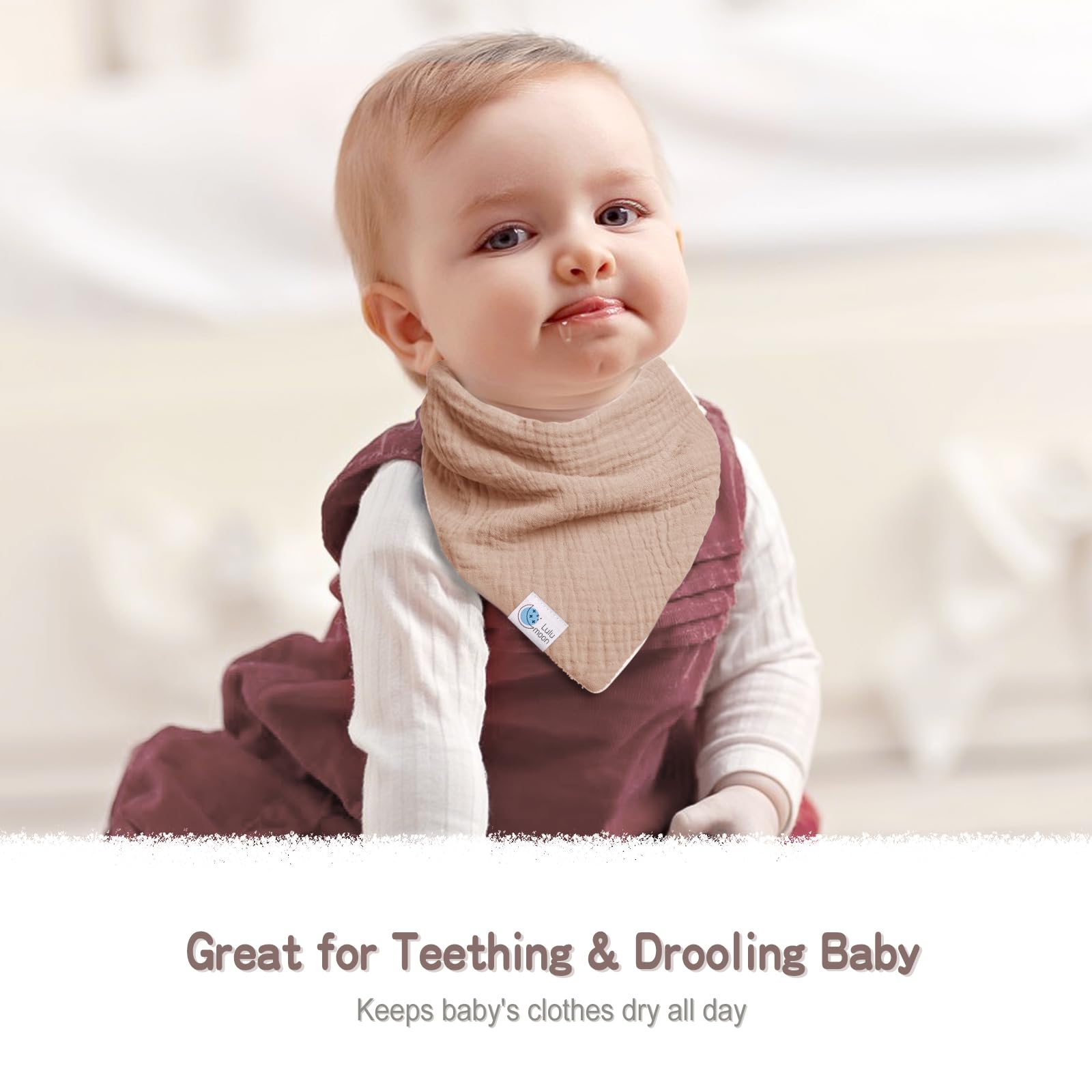 Lulumoon Muslin Baby Bibs 100% Cotton Baby Bandana Drool Bibs for Teething and Drooling, 8 Pack, Seashore 🍁 All In One Marketplace Canada