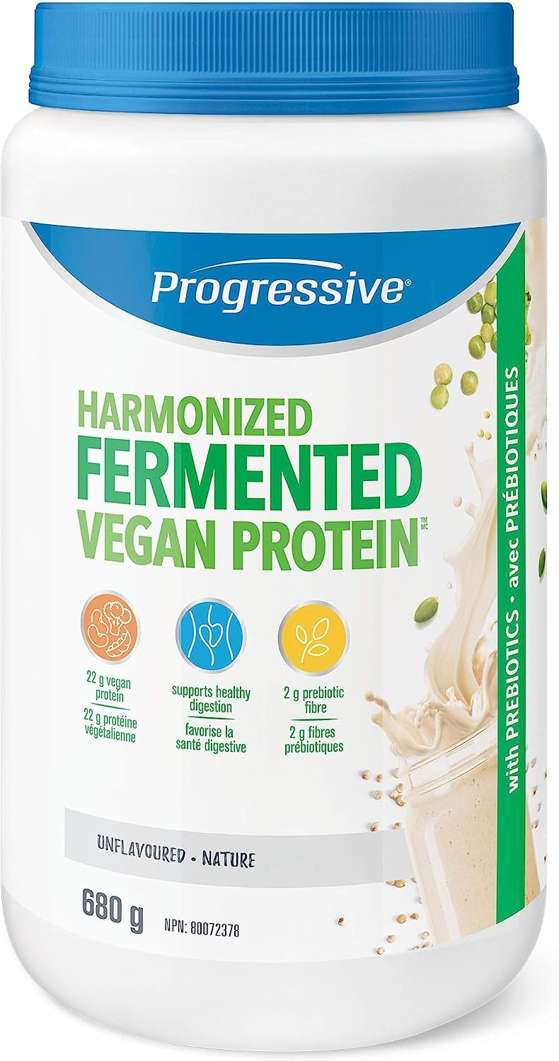 Progressive Harmonized Fermented Vegan Protein Powder Unflavoured, Canadian Made 23 g Plant-Based Organic Non-GMO Protein with 2 g Fiber, Blend of 5 non-GMO Legumes, Grains and Seeds for Easy Digestion, 680 g 🍁 All In One Marketplace Canada