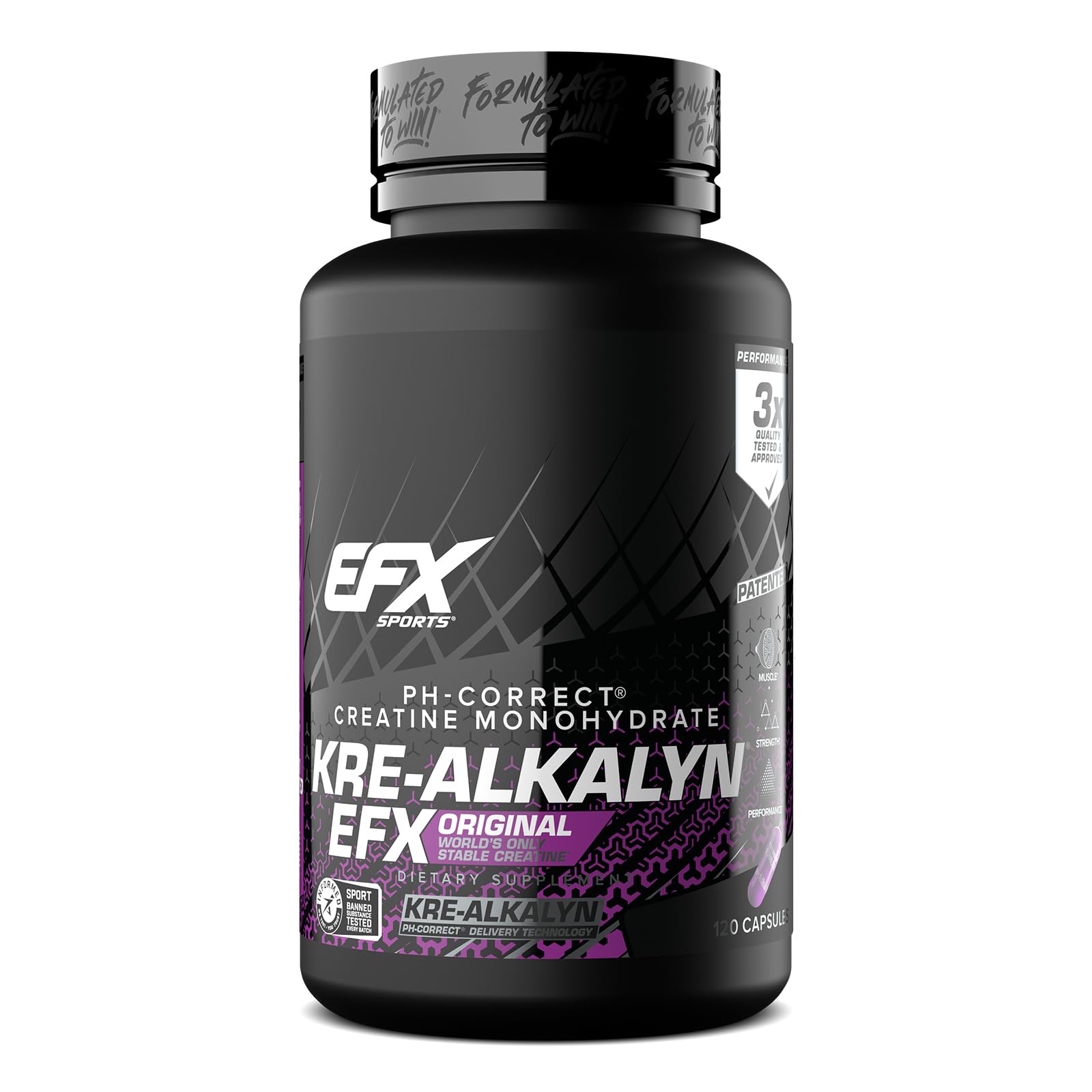 EFX Sports Kre-Alkalyn | PH-Correct Creatine Monohydrate | Informed-Choice, Gain Strength, Build Muscle & Enhance Performance I No Bloating, No Water Retention - 120 Capsules / 60 Servings 🍁 All In One Marketplace Canada