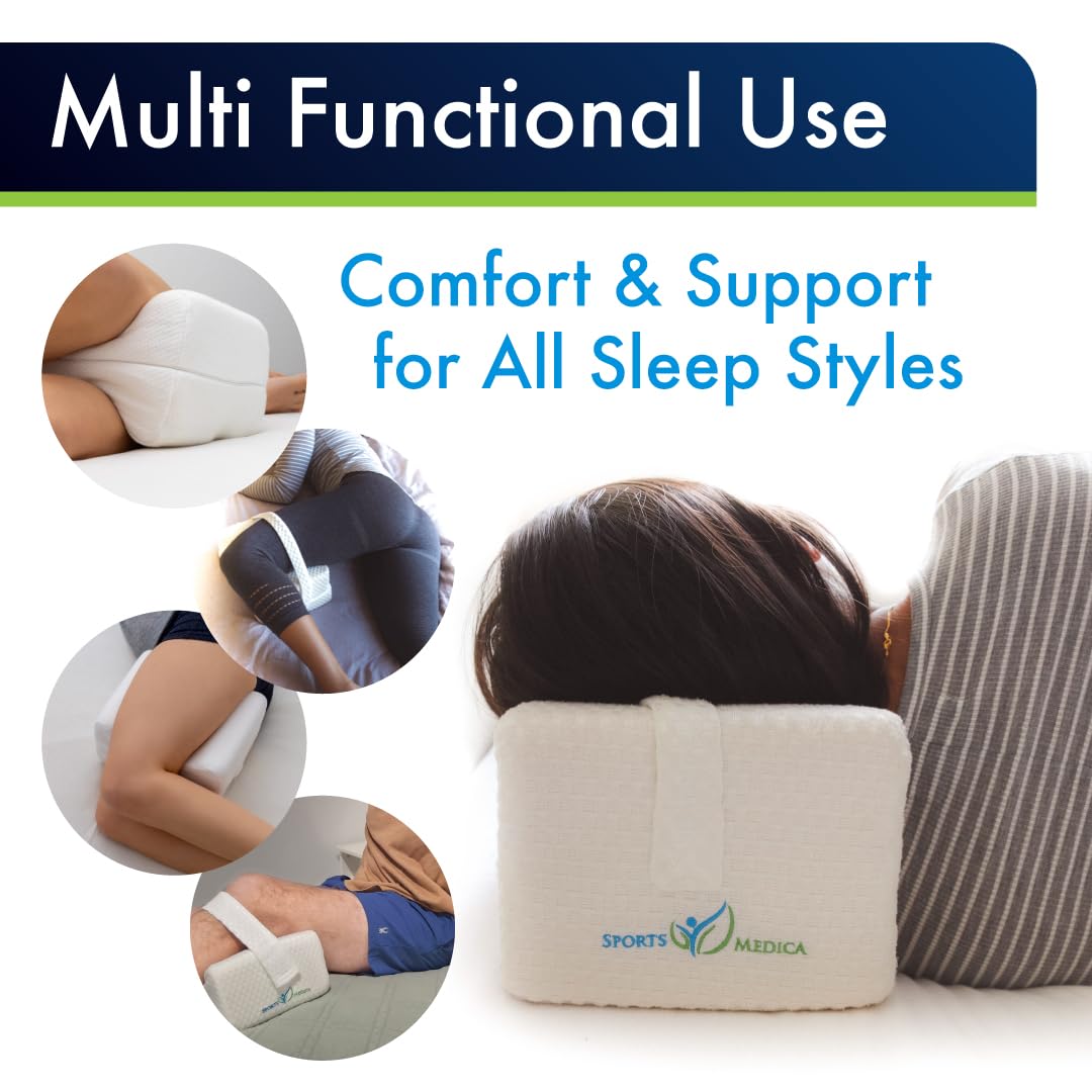 Sports Medica Doctor Developed Ergonomic Knee Pillow for Side Sleepers - eHandbook Included - Memory Foam Spine Alignment Leg Pillow for Sleeping on Side - Hip & Leg Elevation Pillow 🍁 All In One Marketplace Canada