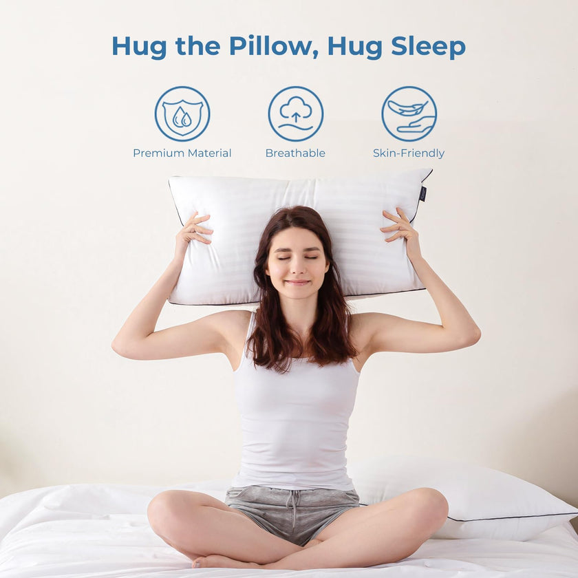 Pillows Standard Size Set of 4 - Bed Pillows for Sleeping 4 Pack, Cooling Supportive Hotel Pillows with Premium Soft Down Alternative Fill for Side Stomach and Back Sleepers 🍁 All In One Marketplace Canada