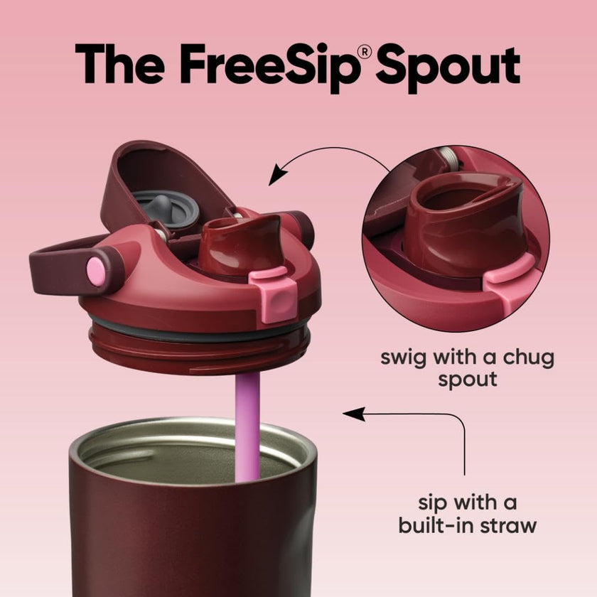 Owala FreeSip Sway Insulated Stainless Steel Water Bottle with Two-Way Spout, Built-In Straw and Bucket Handle, Made for Travel, School, and Sports, 40oz, BPA Free, Leak Proof, Black Cherry 🍁 All In One Marketplace Canada