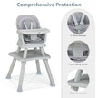 INFANS 8 in 1 Baby High Chair, Convertible Highchair for Babies and Toddlers, Infant Dining Booster Seat, Building Block Table, Kids Stool Table Chair Set with Removable Tray (Grey) 🍁 All In One Marketplace Canada