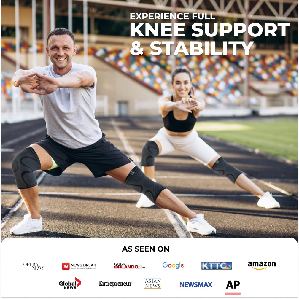 MODVEL 2 Pack Compression Knee Braces for Men & Women – Knee Support Sleeves for Sports, Workouts, Running, Weightlifting, Basketball, Volleyball – Joint Knee Pain Relief 🍁 All In One Marketplace Canada