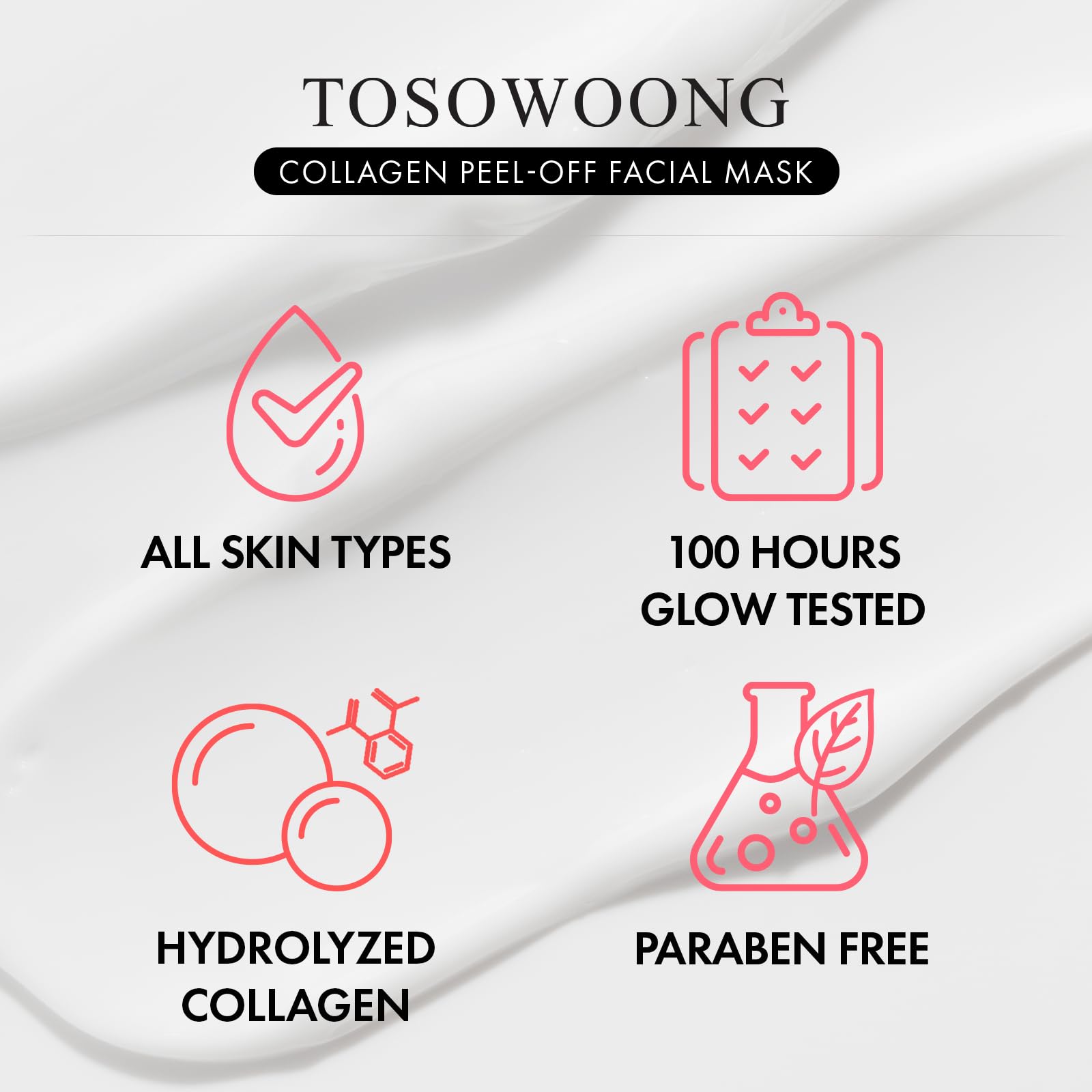 TOSOWOONG Real Collagen Fit, Hydrolyzed Collagen Wrapping Mask, Peel Off Facial Mask for elasticity, Hydrating, Glow, Glass Skin, Face Moisturizer, Self Care, Korean Skin Care, 50ml, 1.69 fl. oz. 🍁 All In One Marketplace Canada