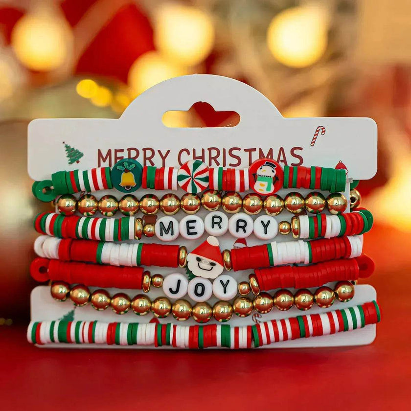 Christmas Polymer Clay Color Bracelet set  Xmas gift idea