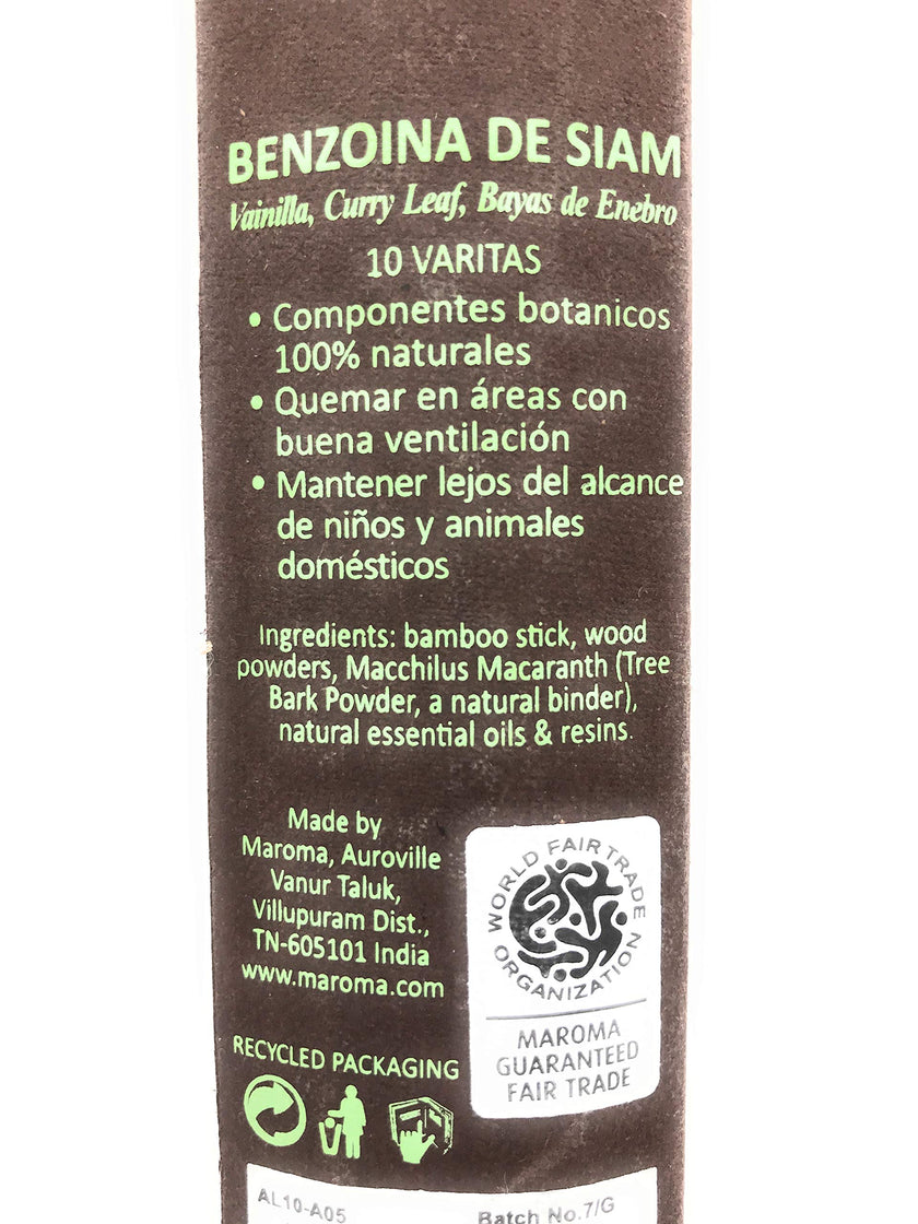 Maroma - Premium Stick Incense Siam Benzoin (10ct)