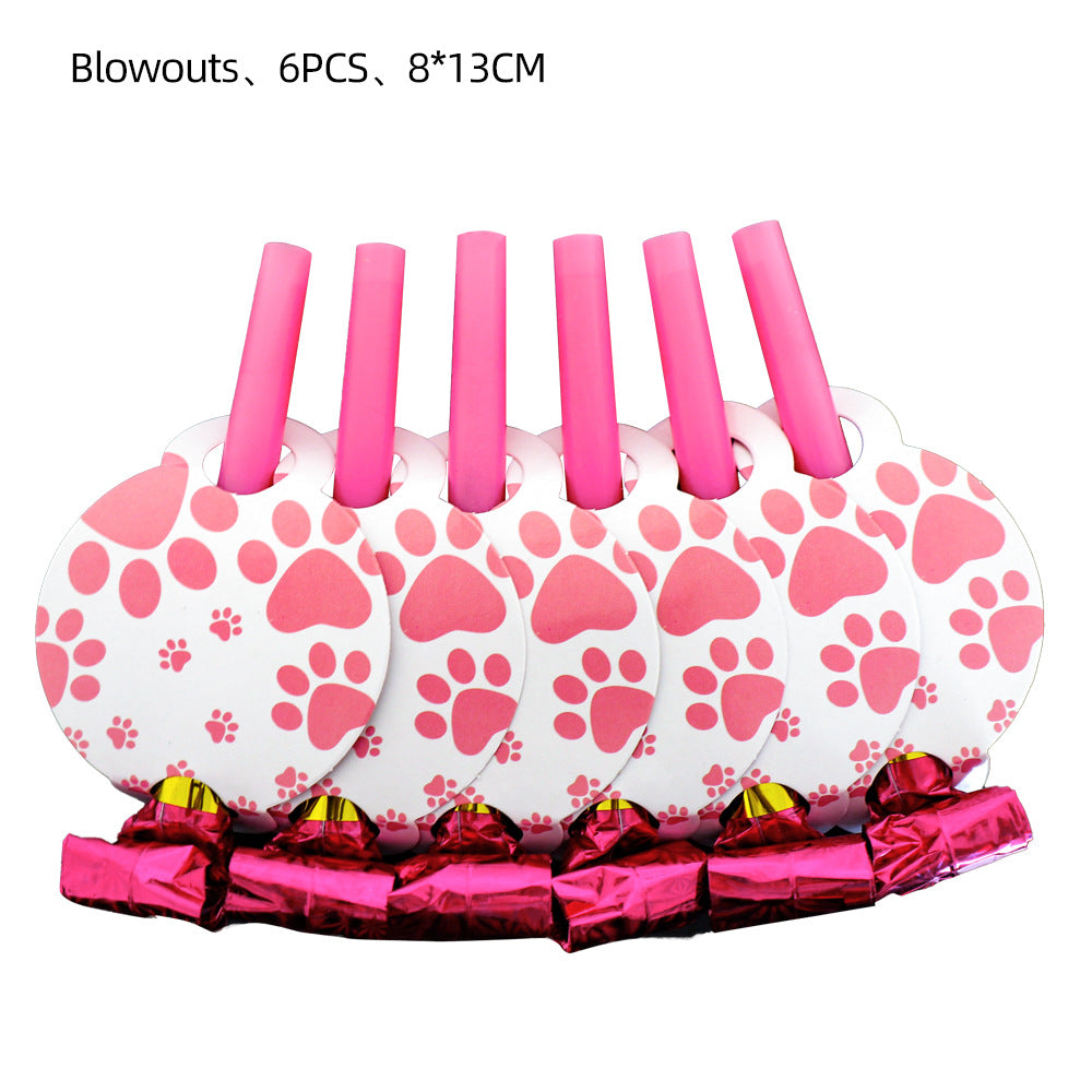 Dog Paw Party Tableware Set – Birthday Plates, Cups, Cutlery & Decorations