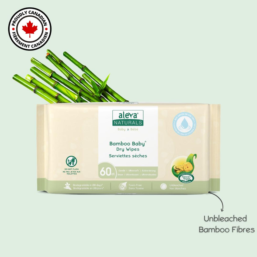 Aleva Naturals - Bamboo Baby Dry Wipes Value Pack (180ct)