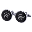 Men's Black Round Enamel Initial Letter Cufflinks – Brass & Crystal Formal Cufflinks A–Y | Canada & USA