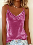 Women Solid Velour Camis Vest Women Tank Tops Female Summer Sexy Strap Basic Tops Slim Sleeveless
