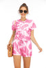 2pcs Tie-dye Loungewear Hoodie Athleisure Short-sleeved short set