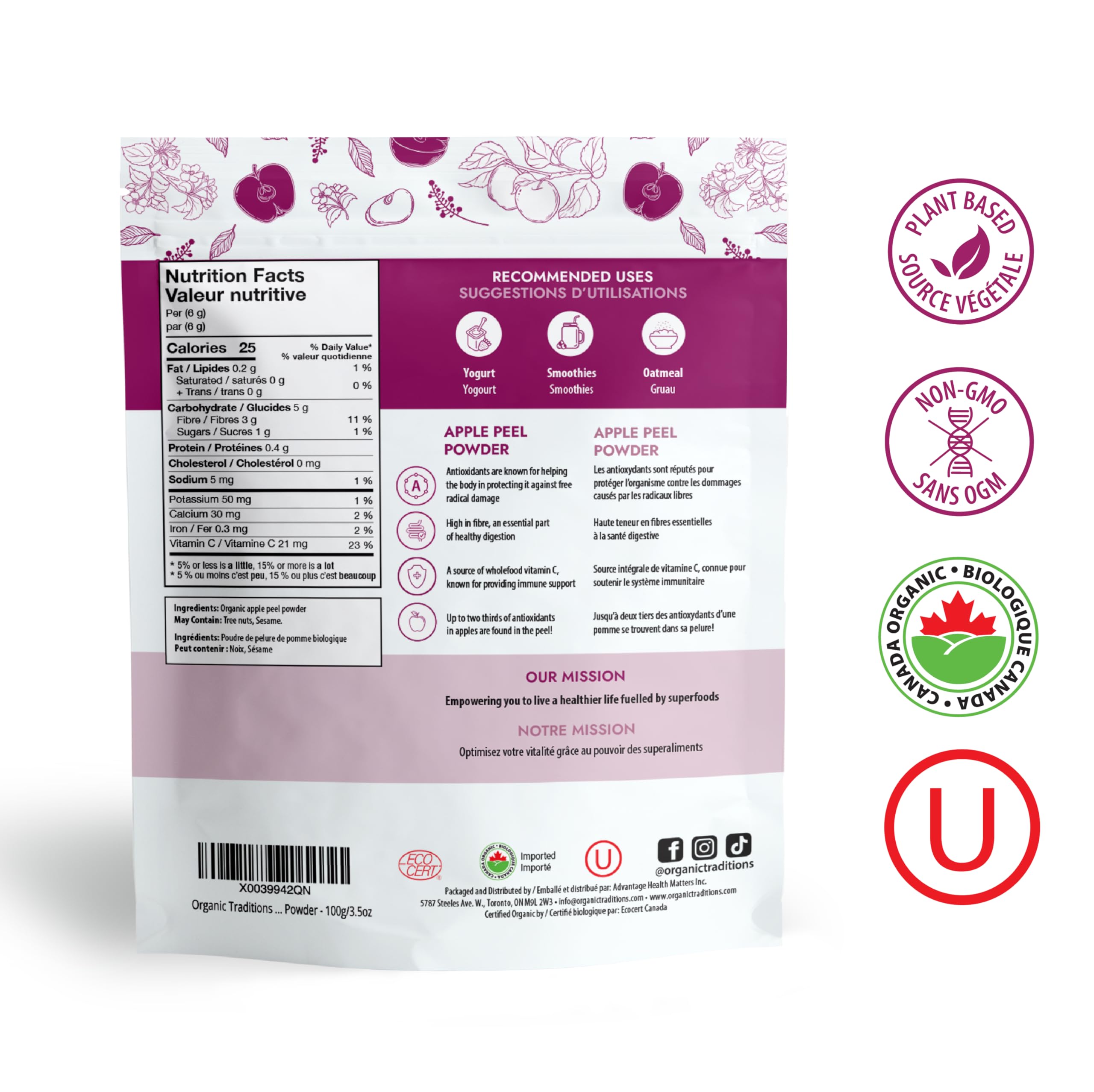 Organic Traditions - Apple Peel Powder (100g)
