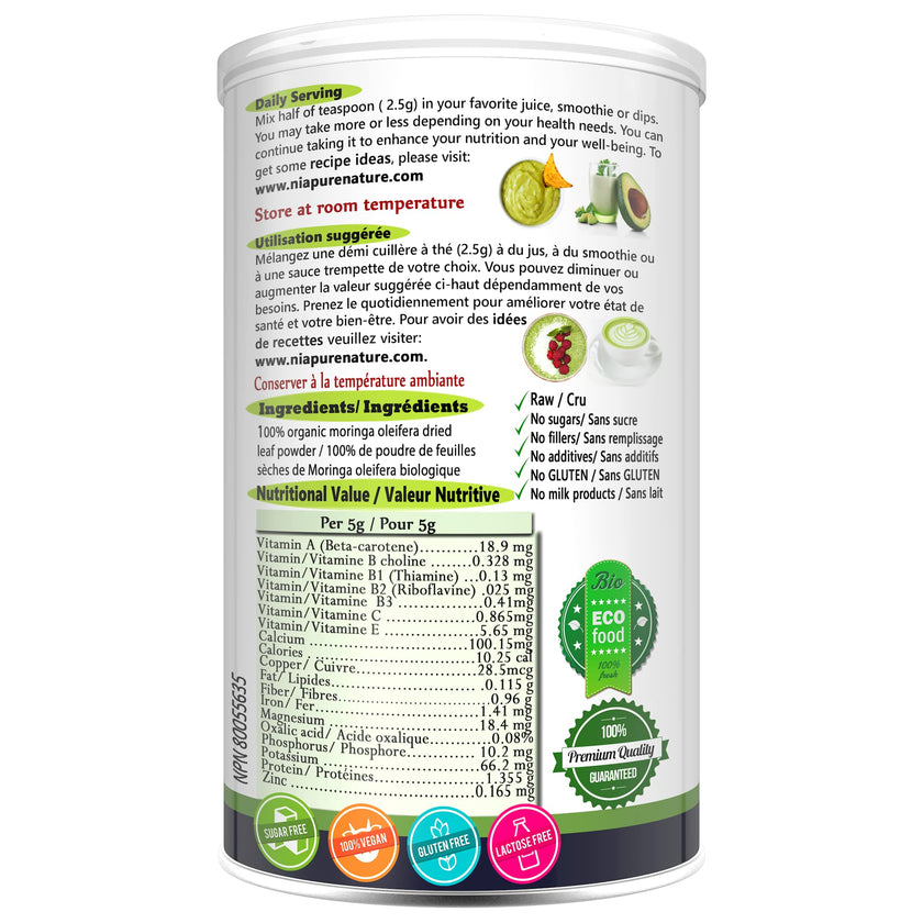 Nia Pure Nature - Organic Moringa Powder (227g)