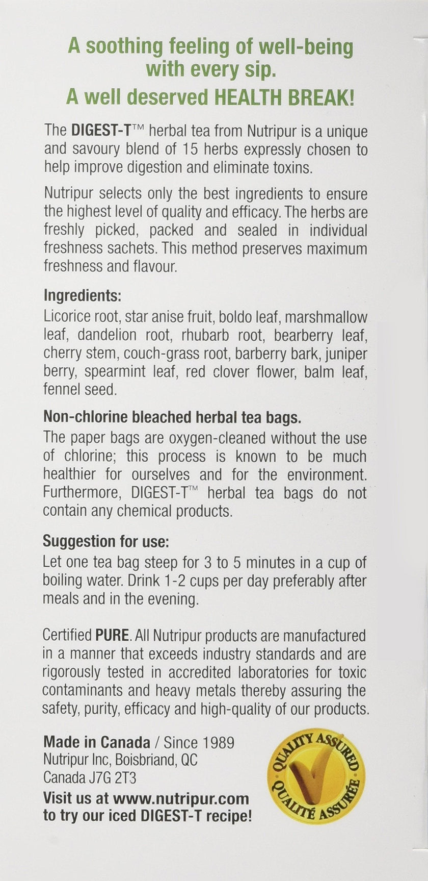 Nutripur - Digest-t Herbal Tea (20pk)