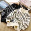 Kids Striped Zip Sweatshirt, Polo Collar Pullover Top
