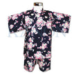 [Pre-Order] Girls' Jinbei Set: Weeping Cherry - Navy 2-Piece Set (Textured Cotton) (Save 50% in January)