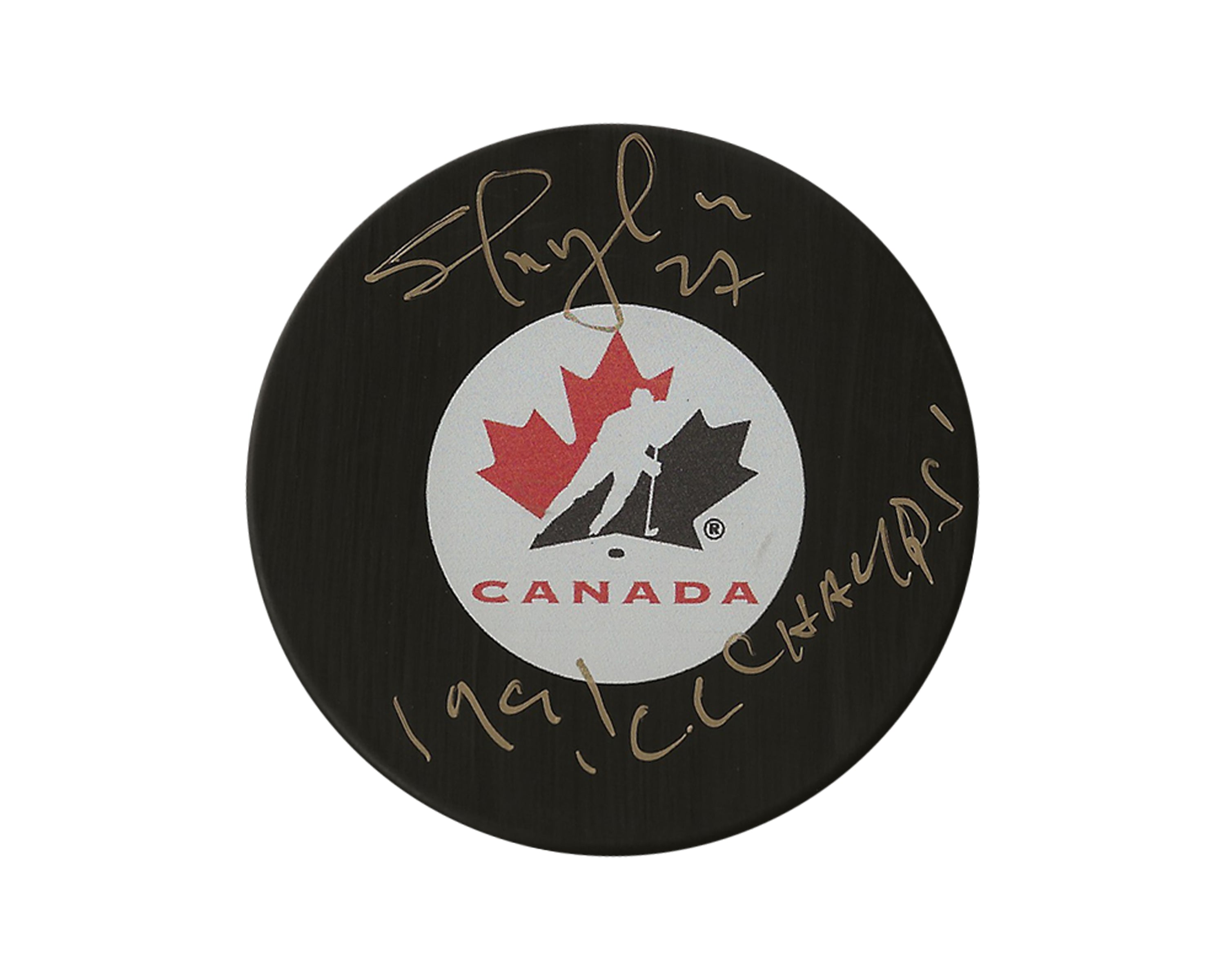 Shayne Corson Autographed Team Canada Autograph Model Puck Inscribed 