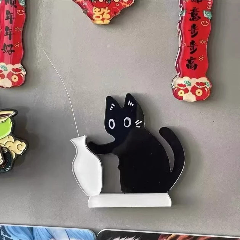 Black Cat Fridge Magnet Acrylic Refrigerator Sticker | Kitchen Decor Gift Canada & USA