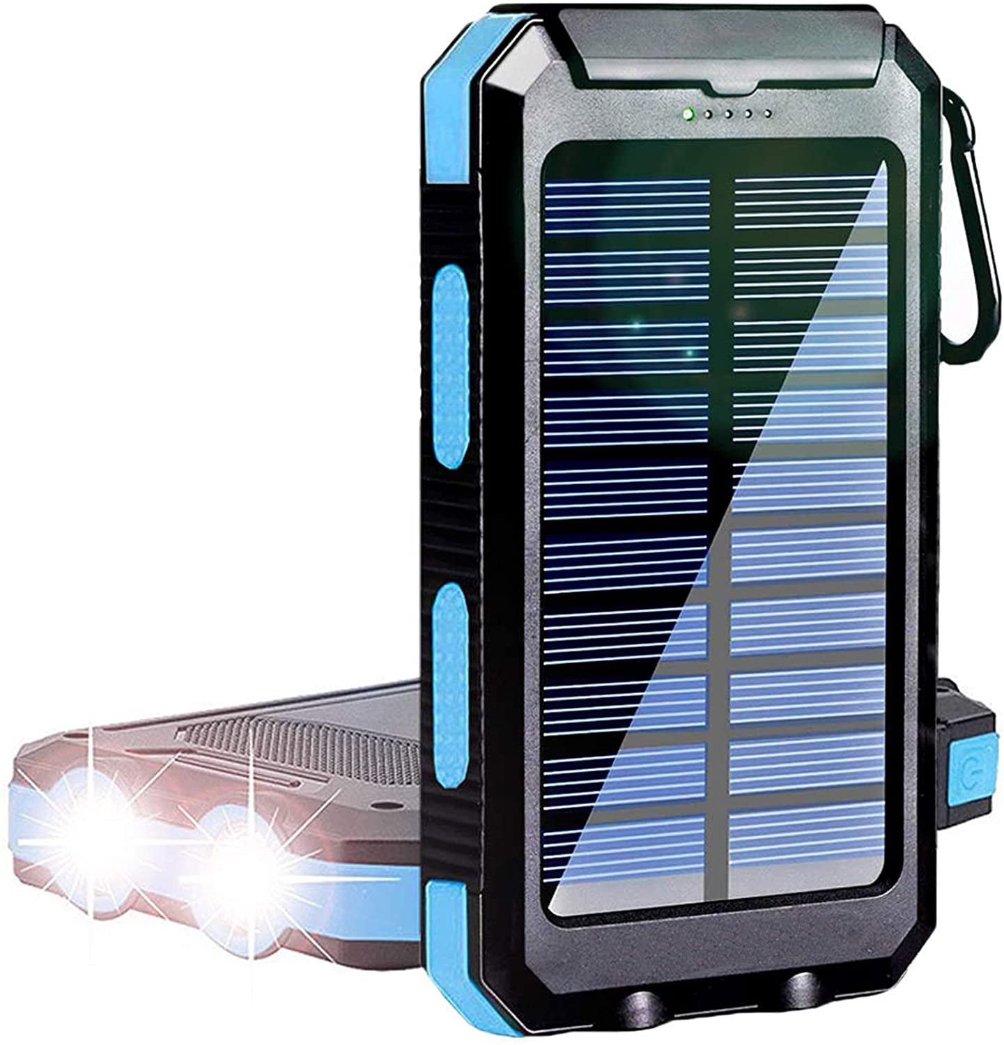 Solar Power Bank 10000mAh – Waterproof, LED Flashlight, SOS, Compass & Carabiner