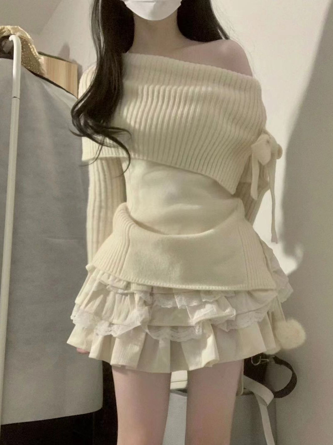 One-Shoulder Long Sleeve Knit Top for Women – Stylish White Knitwear Canada USA