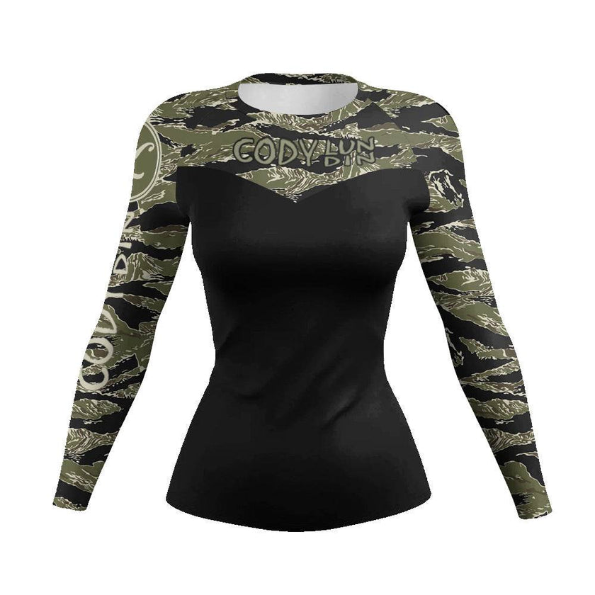 Printed Slim Fit Long Sleeve Workout Tops for Women
