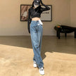 Wide Leg Jeans – High Waist Retro Blue Cotton Pants