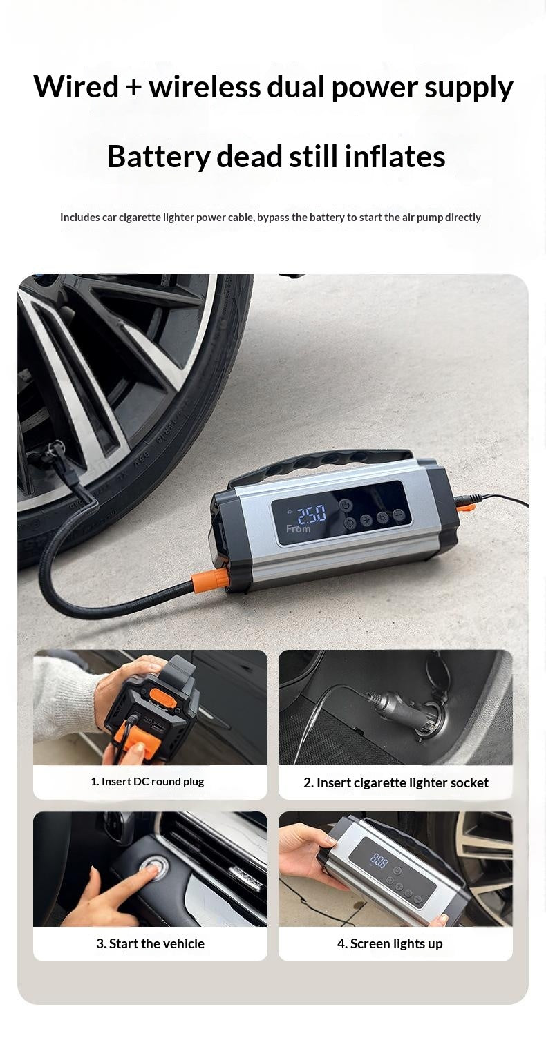 3-in-1 Portable Cordless Car Jump Starter & Tire Inflator – 6000mAh/8000mAh Emergency Kit Canada USA
