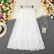 Spring Summer Women's Lace  Flowy Midi Skirt