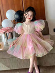 Girls Princess Mesh Puff Sleeve Dress Princess gown for kids