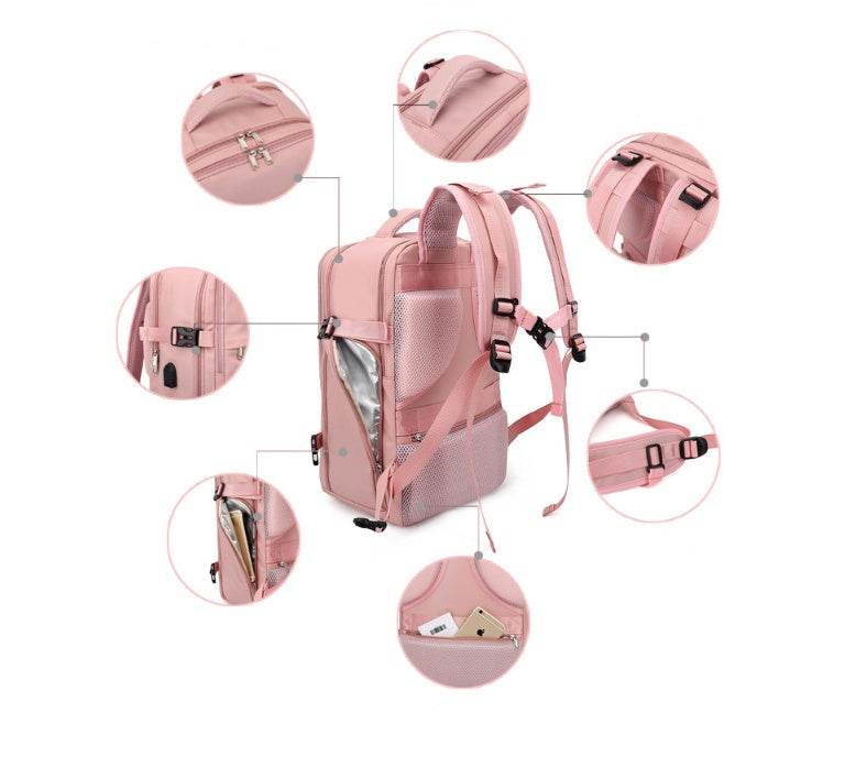 Large Capacity Girls School Laptop Backpack – Black & Pink | 18