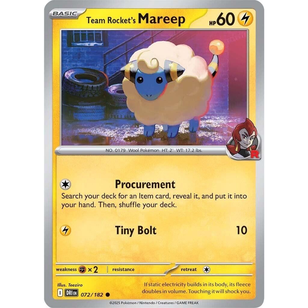 Team Rocket's Mareep (072/182) (DRI)