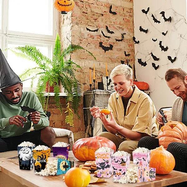 12Pcs Halloween Popcorn Box 3 Designs Spooky Halloween Trick Or Treat Boxes Bloody Theme Party Favor Snack Boxes Candy Cookie Container Paper Boxes For Halloween Holiday Party Supply
