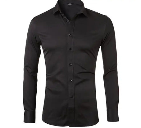 Men's Long Sleeve Business Casual Shirt – Loose Fit, 10 Colors, S–8XL | Canada & USA
