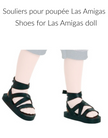 Las Amigas Doll Shoes - Black Sandals with Crossed Straps - Paola Reina