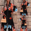 Summer Casual Vacation Style V-Neck Printed Dress