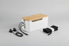 Bamboo Lid Cable Management Box – Desktop Power Strip & Cord Organizer | Medium