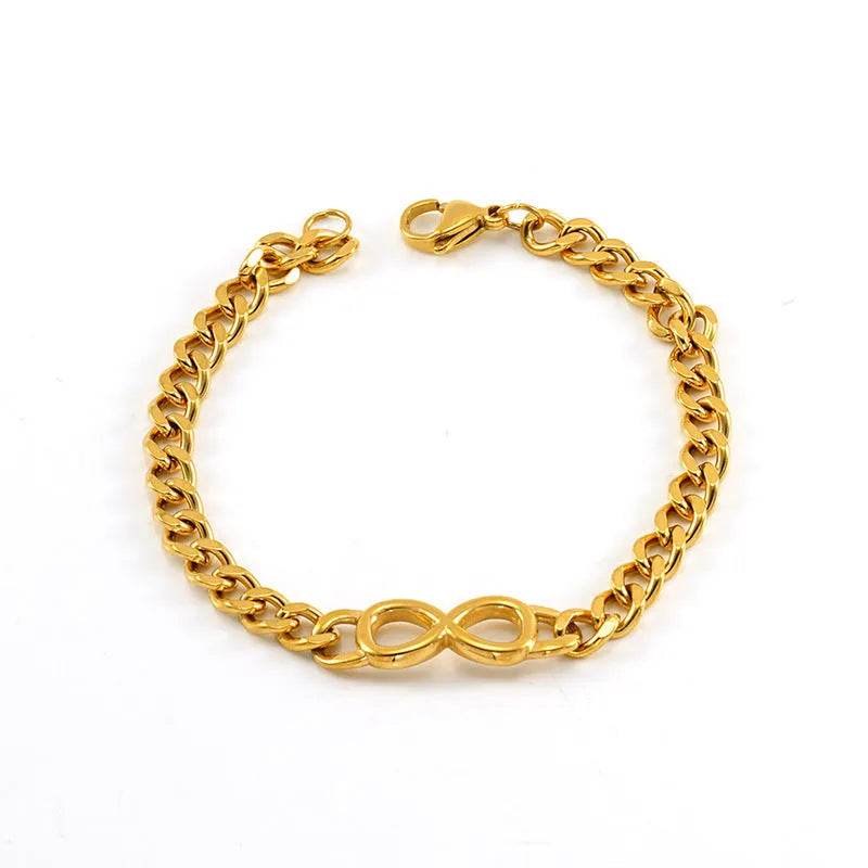 Fashion Stainless Steel Cuban Link Chain Bracelet Numbers