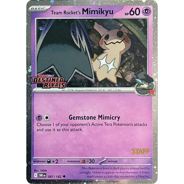 Team Rocket's Mimikyu (Prerelease Staff) (087/182) (DRI)