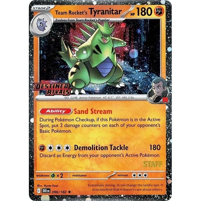 Team Rocket's Tyranitar (Prerelease Staff) (096/182) (DRI)