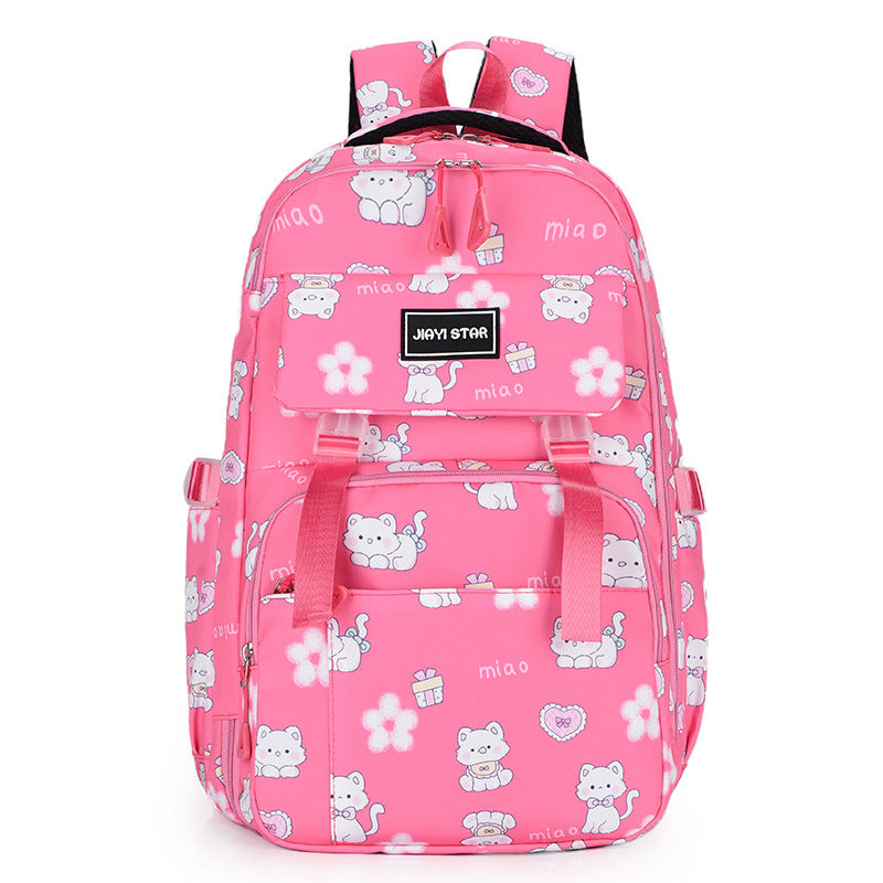 Cartoon Cat Print Large Capacity Kids Backpack – Cute Kawaii School Bag