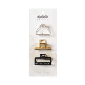 BANDED - Claw Clips - Sm Metal Geometric (3pk)