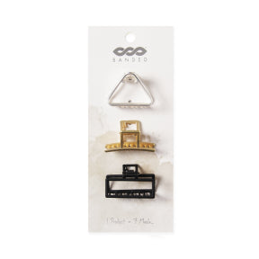 BANDED - Claw Clips - Sm Metal Geometric (3pk)