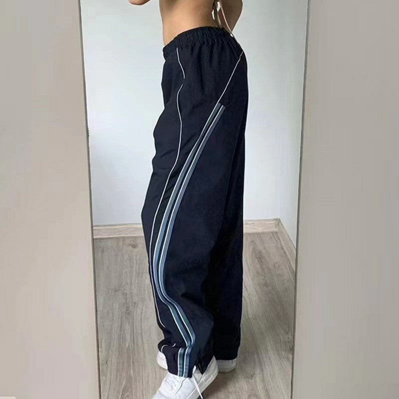 Women's Side Stripe Wide-Leg Sweatpants – Y2K Casual Joggers