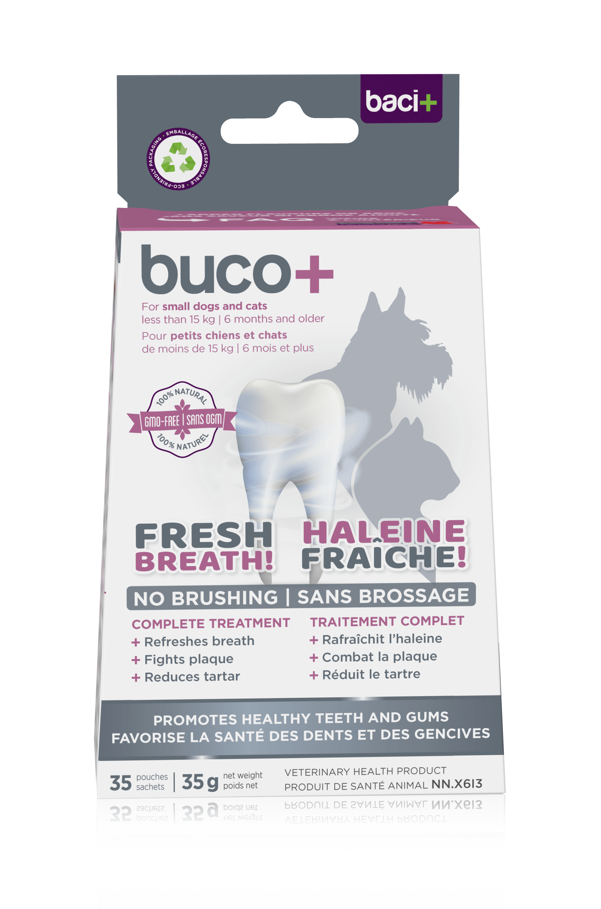 Buco+ 100mg – Soins Dentaires Naturels pour Chats et Chiens -15KG
