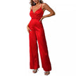 Fitted-waist Strapless Chic V-neck Wide-leg Jumpsuit