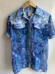 Vintage Sheet Western Shirt | Blue Paisley Bloom | Size Medium