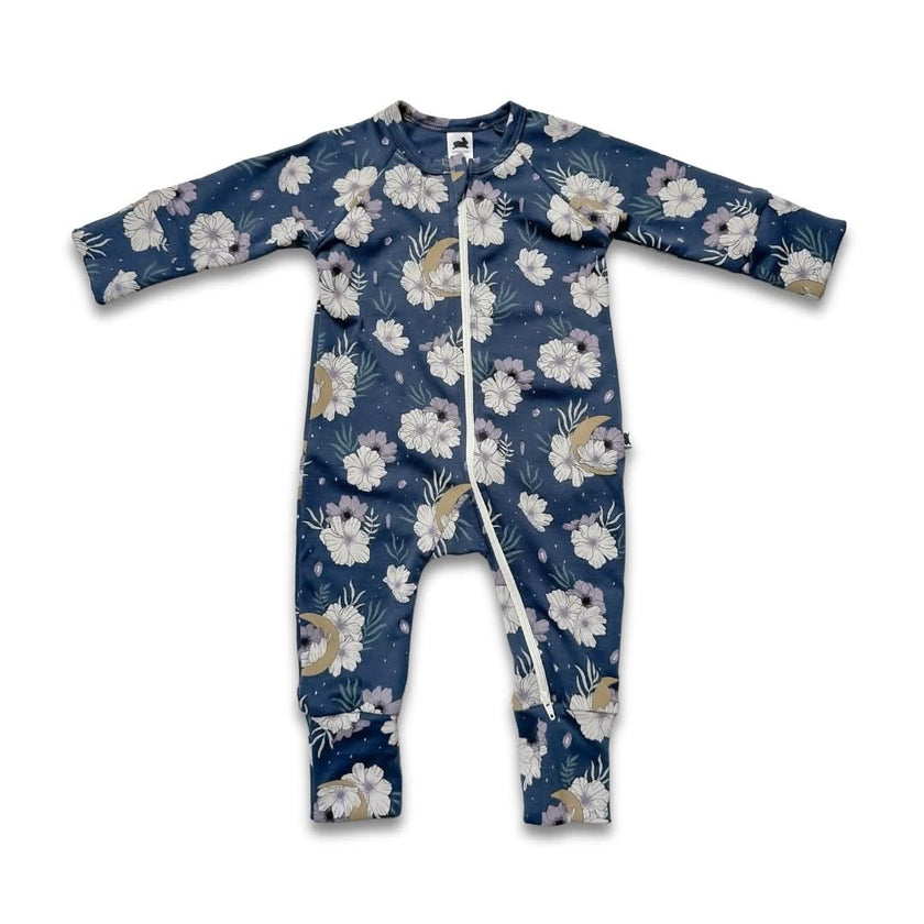 Bamboo Baby Zipper Footed Onesie | Night Sky