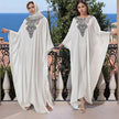 Plus Size Women's Middle East Muslim Robe Machine Embroidery Stitching Lace Dress